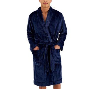 new BARITONE BLUE Club Room Super-Soft Plush Pajama Robe in Men's Size L / XL